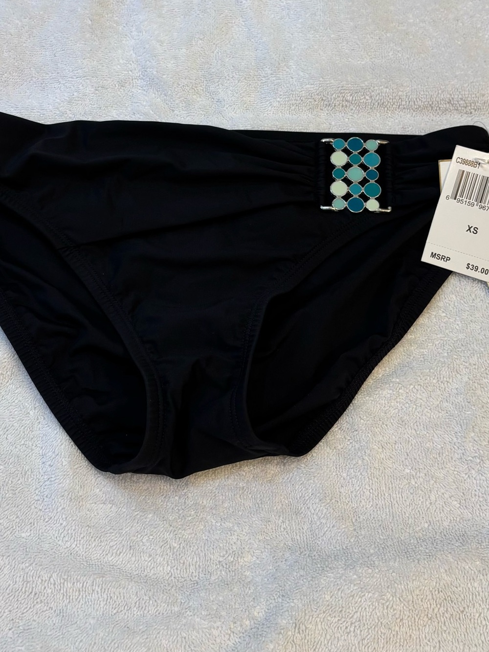 2bamboo Black Bikini Bottom with Teal Accent